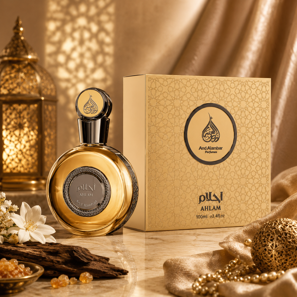 Alanbar Ahlam Eau de Parfum 100ml - Profumo Arabo Unisex Gourmand al Caramello e Vaniglia