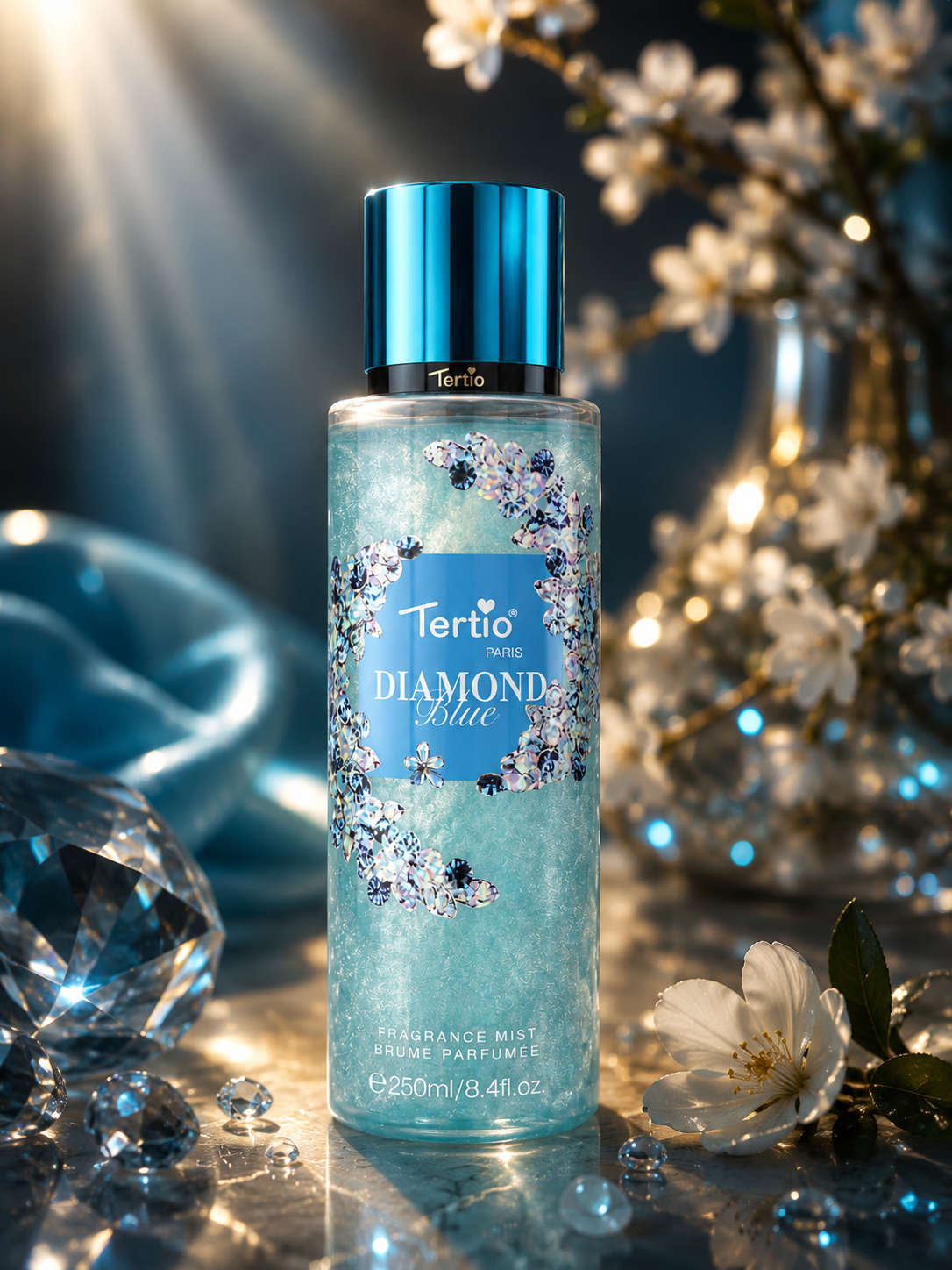 Tertio Paris Diamond Blu Acqua Profumata Corpo Glitterata 250ml