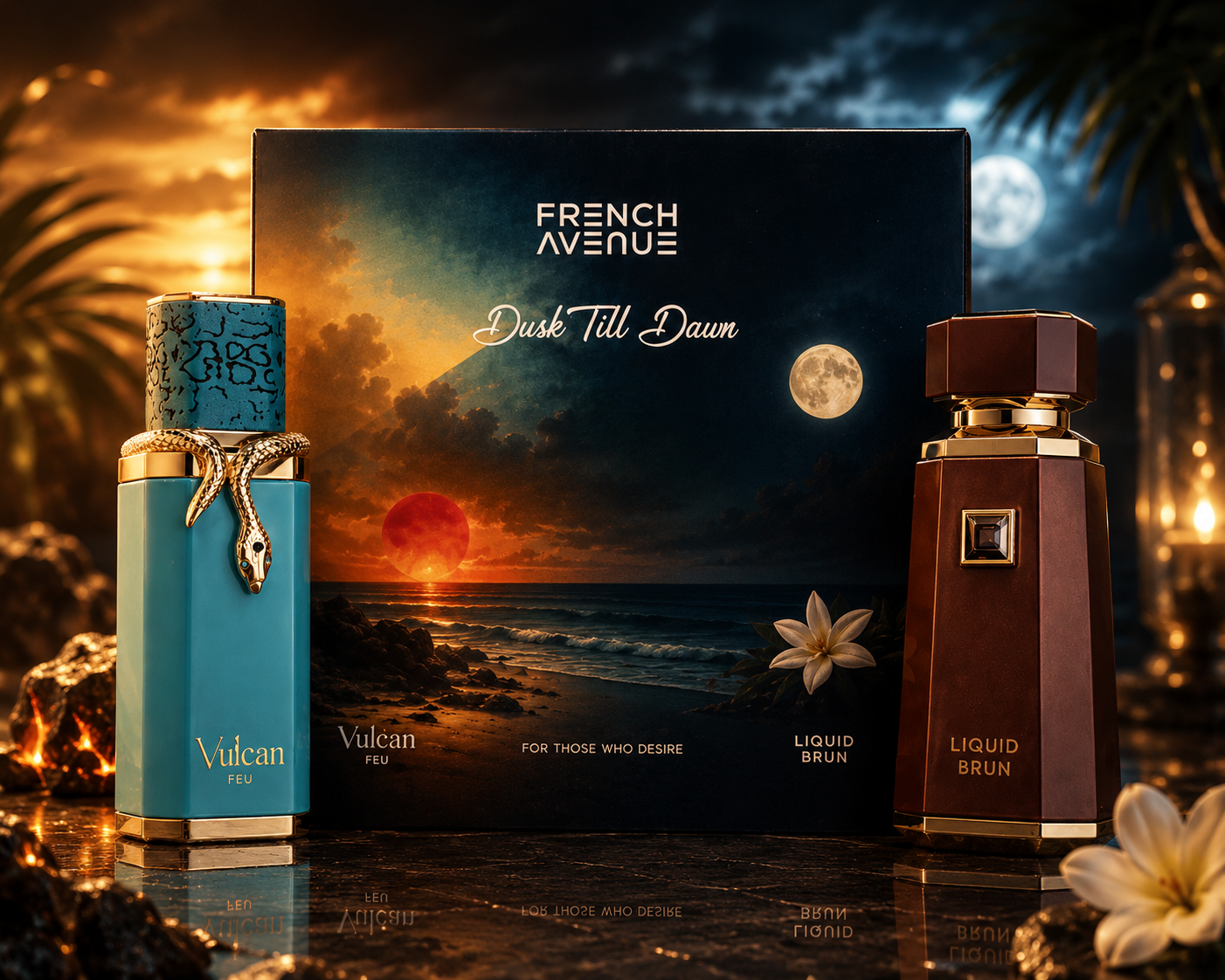 Cofanetto Dusk Till Dawn by French Avenue Gift Set 2x100ml - Profumi Vulcan Feu e Liquid Brun